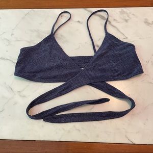 L space denim wrap bikini top size large